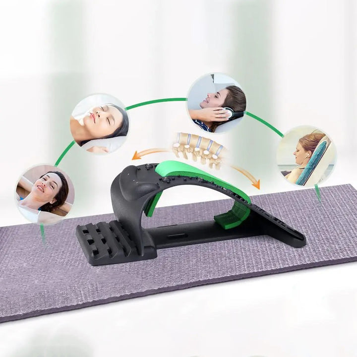 Premium 4-Level Neck Stretcher with Massage Apparatus – Magnetotherapy and Back Stretch Massager for Lumbar and Cervical Spine Support, Pain Relief, Adjustable Ergonomic Design for Neck and Upper Back