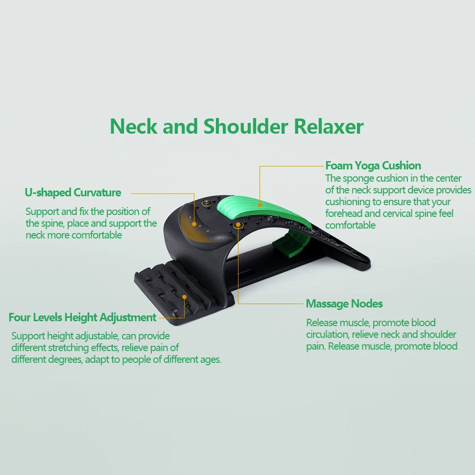 Premium 4-Level Neck Stretcher with Massage Apparatus – Magnetotherapy and Back Stretch Massager for Lumbar and Cervical Spine Support, Pain Relief, Adjustable Ergonomic Design for Neck and Upper Back