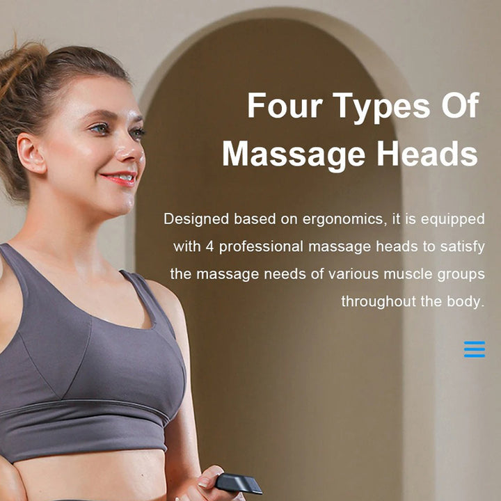 High-Quality Long-Handle Deep Tissue Massage Gun with 12-Speed Digital Display, Multifunctional Percussion Body Massager for Muscle Relaxation