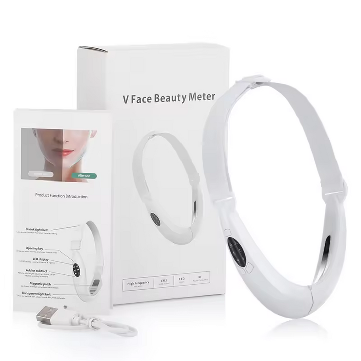 Premium V Face Massager with 5 Modes, Red Blue Light Therapy, Facial Beauty Instrument, Anti-Aging Skin Tightening Device,