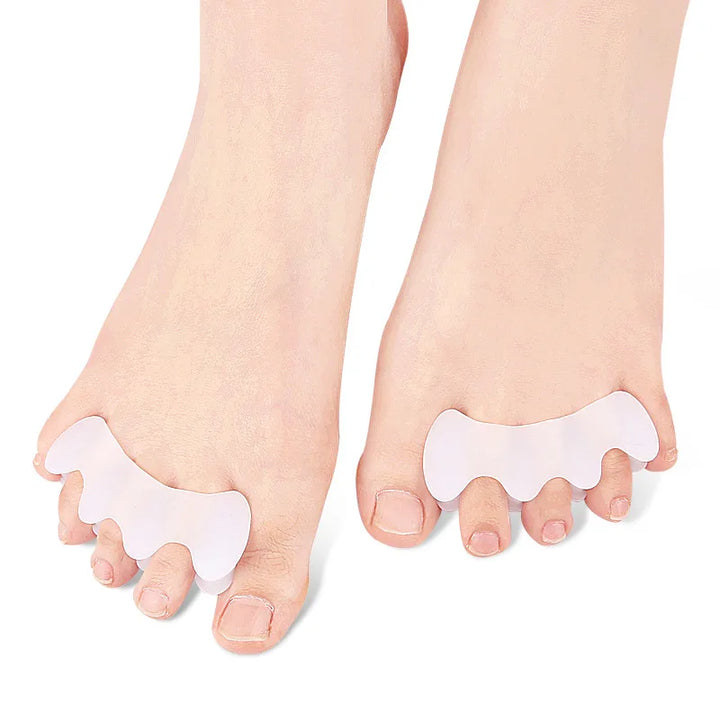 Premium Hard Silicone Toe Separator 2Pcs for Hallux Valgus & Hammer Toes – 3 Hole Orthopedic Spacers for Foot Correction, 