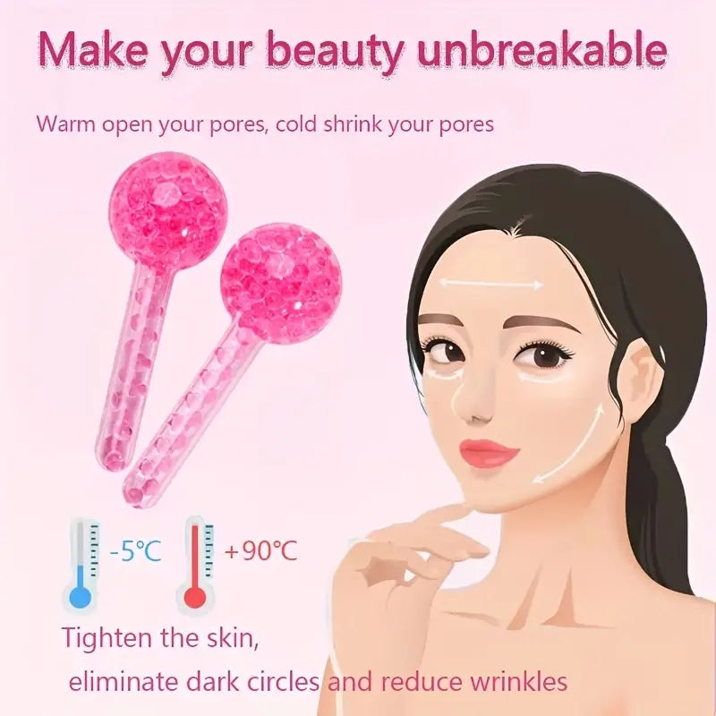 Premium 2Pcs Ice Globes for Facials – Cooling Face and Eye Massager, Facial Roller for Puffiness and Redness Reduction, Non