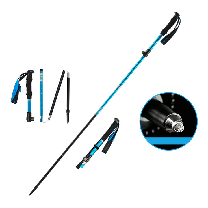 Premium Ultralight Folding Trekking Pole – Adjustable Telescopic Walking Stick, Aviation-Grade Aluminum Alloy, EVA Anti-Slip Handle, Portable for Hiking, Camping, and Outdoor Adventures