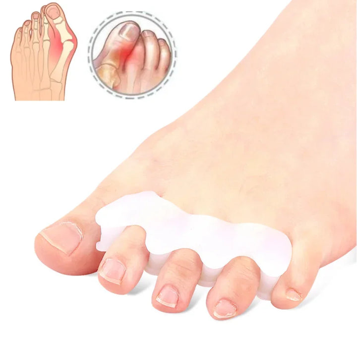 Premium Hard Silicone Toe Separator 2Pcs for Hallux Valgus & Hammer Toes – 3 Hole Orthopedic Spacers for Foot Correction, 