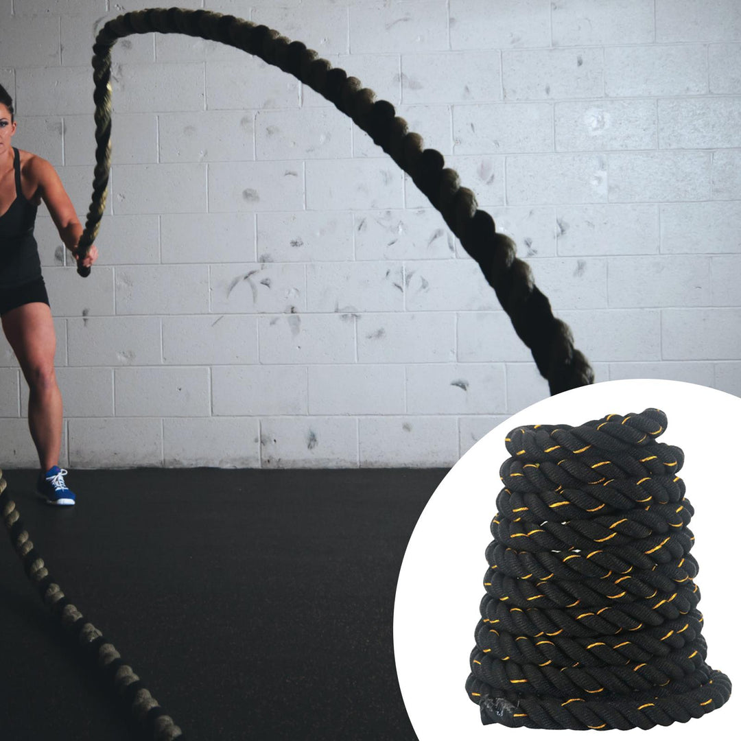 Premium Battle Rope – 9M/12M/15M Fitness Crossfit Ropes for Strength & Power Training – Heavy Duty Workout Ropes for Gym, 