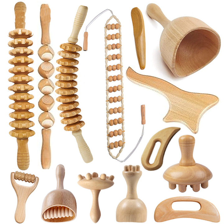 Premium Holztherapie-Massagewerkzeuge – Komplettset zur Körperformung, Anti-Cellulite, Lymphdrainage und Taillensculpting, ergonomisches Design für den professionellen und privaten Gebrauch