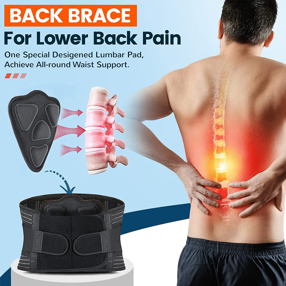 High Quality Lower Back Brace with 6 Stays – Orthopedic Lumbar Support Belt for Gym, Pain Relief, Anti-Skid Breathable Waist 