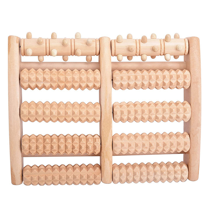 Premium Wooden Foot Massager Roller for Stress Relief & Plantar Fasciitis Pain Relief, Portable Acupressure Dual Massage 