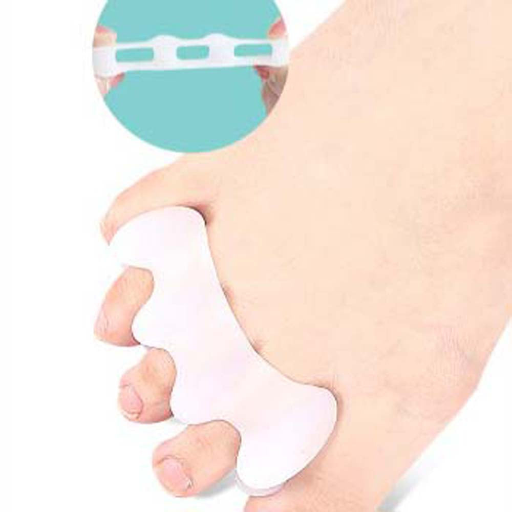 Premium Hard Silicone Toe Separator 2Pcs for Hallux Valgus & Hammer Toes – 3 Hole Orthopedic Spacers for Foot Correction, 