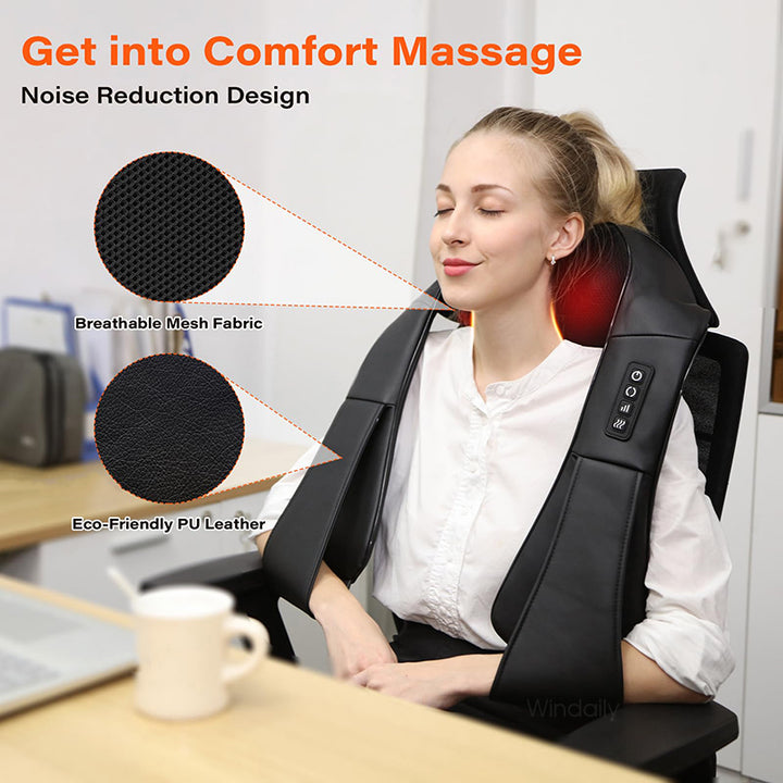 Luxury Shiatsu Neck, Back & Shoulder Massager with Heat, 4D Deep Kneading for Full Body Muscle Relief, Electric Massage Pillow for Legs & Tissue Stress