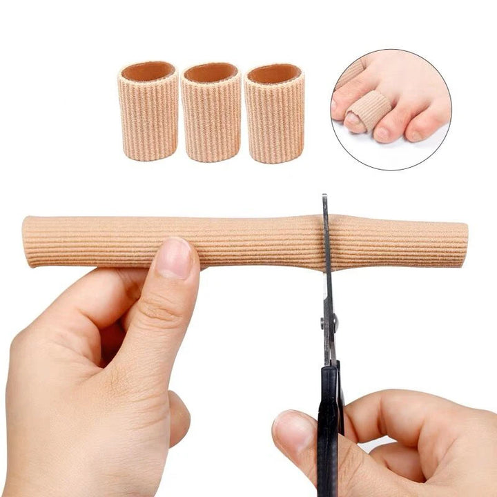 Premium Toe Cushion Protector - Fabric Toe Tubes for Corns, Blisters, Calluses, Hammer Toes | Cuttable, Reusable, Silicone 