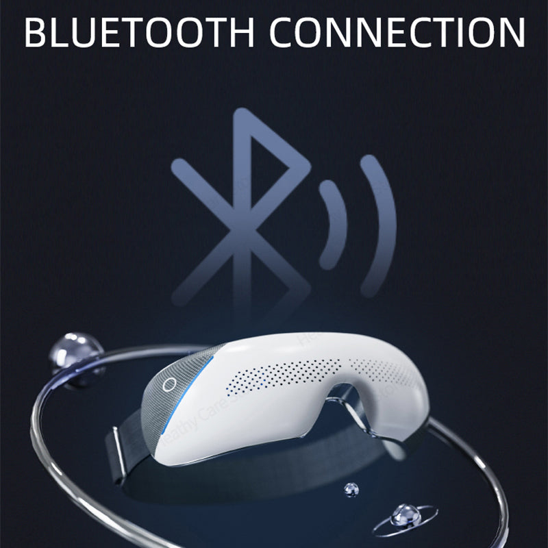Premium Visible Eye Massager with Heat – Bluetooth Music, Air Pressure, Relaxation for Migraines, Reduce Eye Strain, Dark 