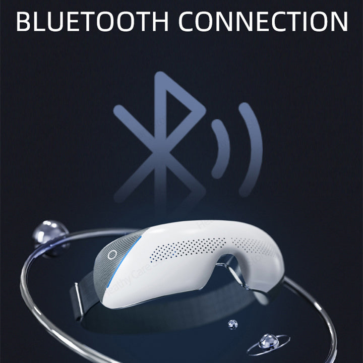Premium Visible Eye Massager with Heat – Bluetooth Music, Air Pressure, Relaxation for Migraines, Reduce Eye Strain, Dark 