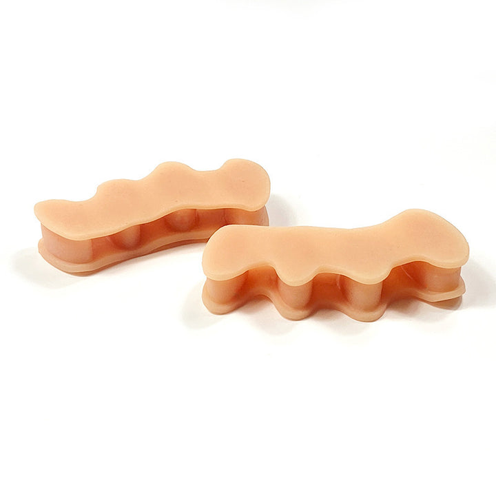 Premium Hard Silicone Toe Separator 2Pcs for Hallux Valgus & Hammer Toes – 3 Hole Orthopedic Spacers for Foot Correction, 