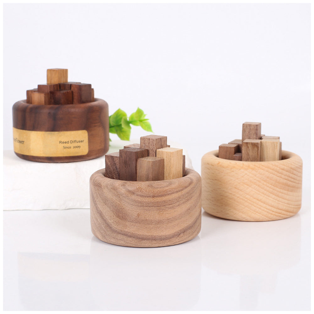Luxury Essential Oil Wood Diffuser – Unique Wood Art Fireless Aroma Diffuser, Beech/Black Walnut Aromatherapy Ornament for 