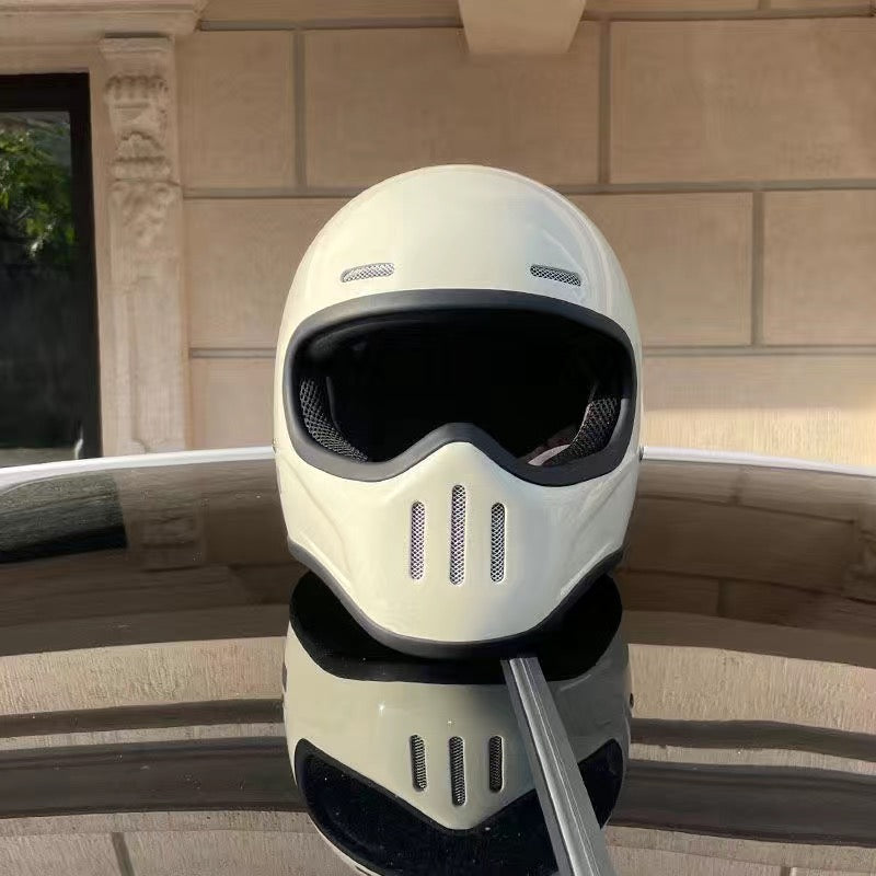 Premium Vollgesichts-Motorradhelm – Retro Tokio Stil, Fiberglas, klare Visier, Japan TT Design, Casco Moto für Männer & Frauen, leicht, komfortabel, stilvoll