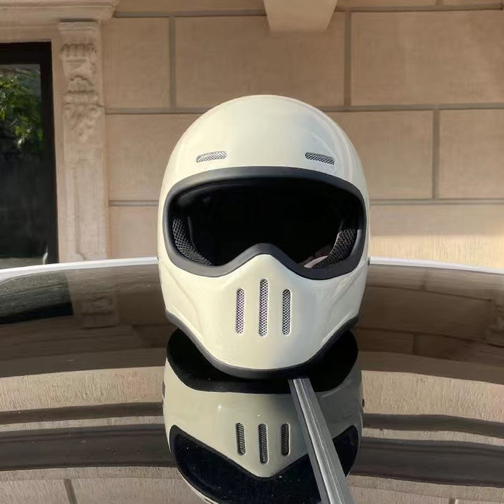 Premium Vollgesichts-Motorradhelm – Retro Tokio Stil, Fiberglas, klare Visier, Japan TT Design, Casco Moto für Männer & Frauen, leicht, komfortabel, stilvoll