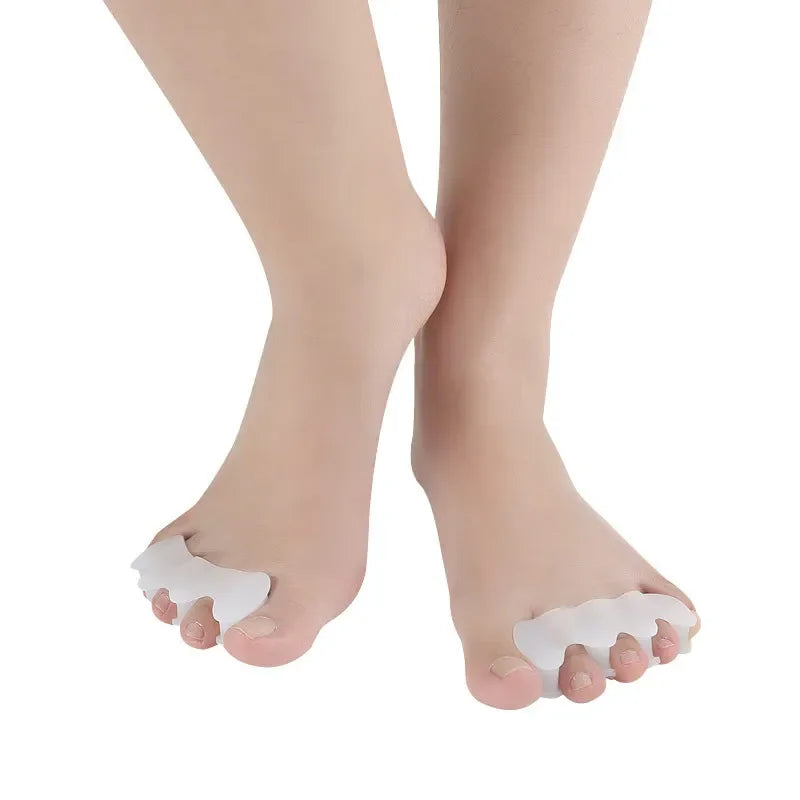 Premium Hard Silicone Toe Separator 2Pcs for Hallux Valgus & Hammer Toes – 3 Hole Orthopedic Spacers for Foot Correction, 