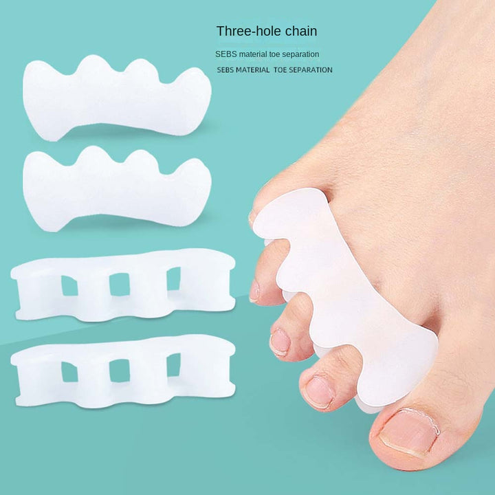 Premium Hard Silicone Toe Separator 2Pcs for Hallux Valgus & Hammer Toes – 3 Hole Orthopedic Spacers for Foot Correction, 