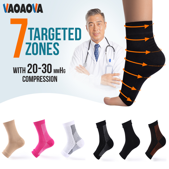 Premium Compression Socks for Neuropathy & Ankle Support – 1 Pair Nano Ankle Brace Sleeve, Pain Relief for Swelling, Plantar 