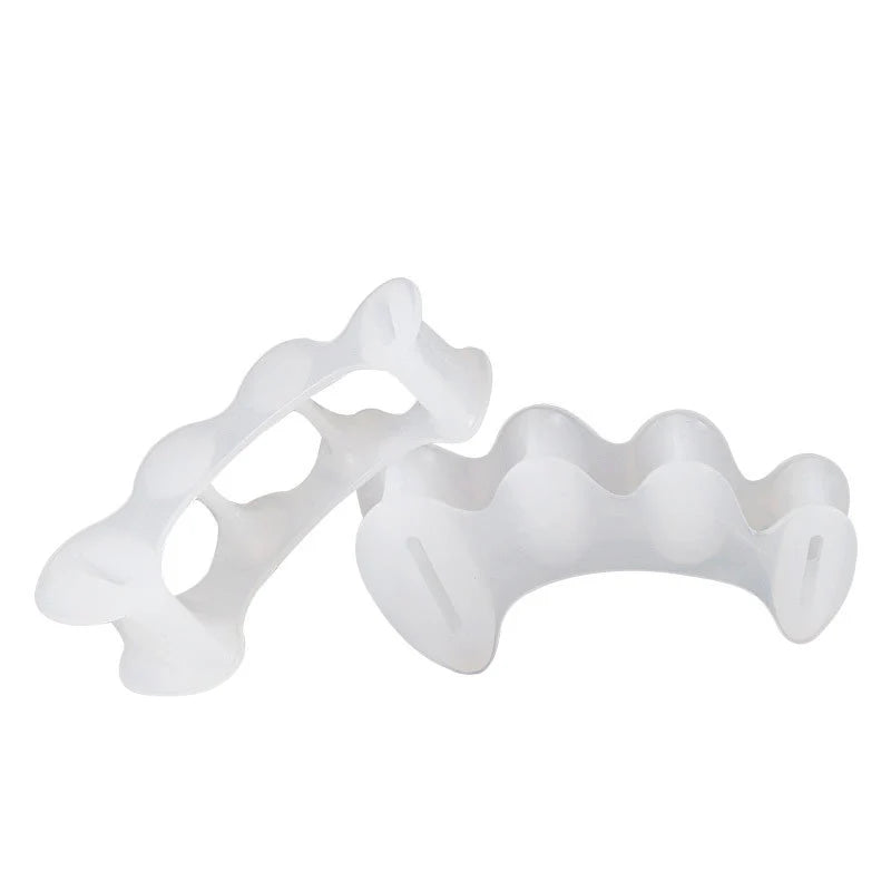 Premium Hard Silicone Toe Separator 2Pcs for Hallux Valgus & Hammer Toes – 3 Hole Orthopedic Spacers for Foot Correction, 