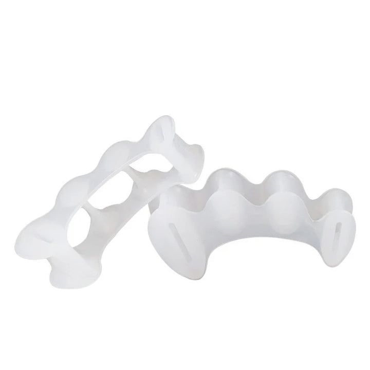 Premium Hard Silicone Toe Separator 2Pcs for Hallux Valgus & Hammer Toes – 3 Hole Orthopedic Spacers for Foot Correction, 