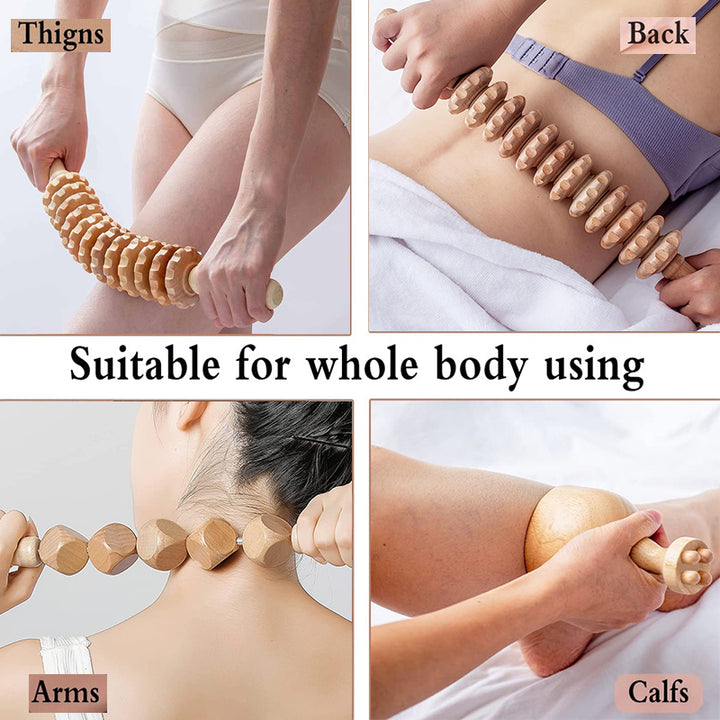 Premium Holztherapie-Massagewerkzeuge – Komplettset zur Körperformung, Anti-Cellulite, Lymphdrainage und Taillensculpting, ergonomisches Design für den professionellen und privaten Gebrauch