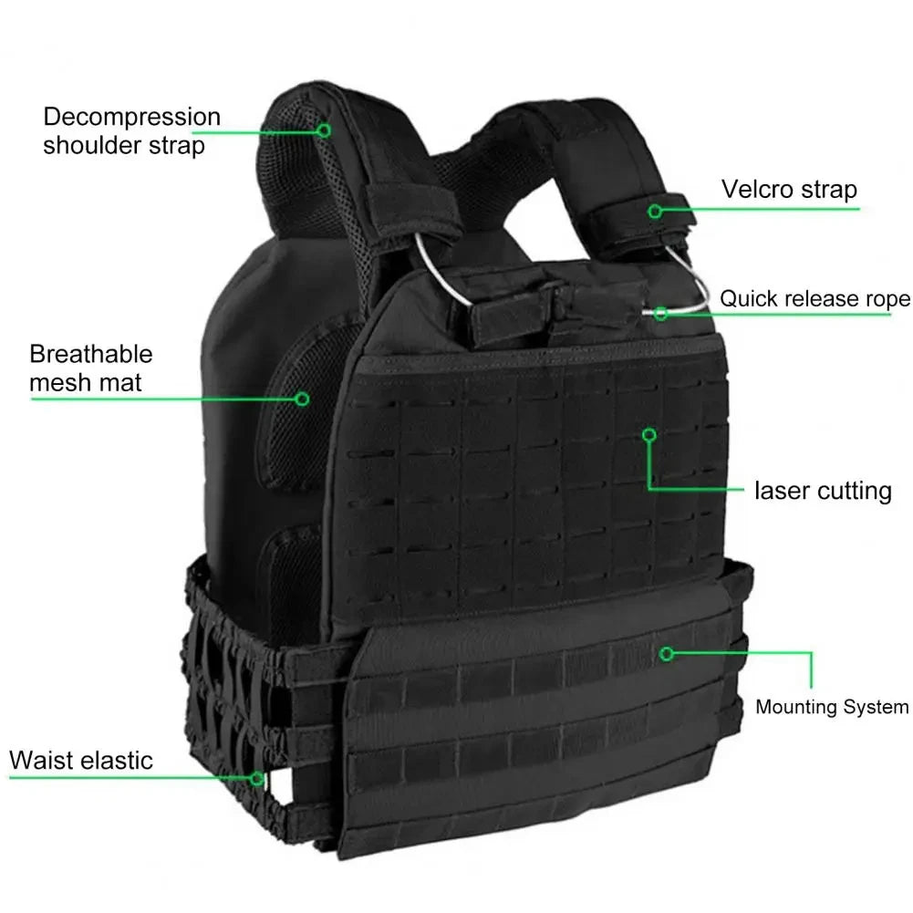 Premium Tactical Hunting Vest for Men – Camouflage Plate Carrier, 900D Outdoor Sports Fitness, Weighted Training Vest,