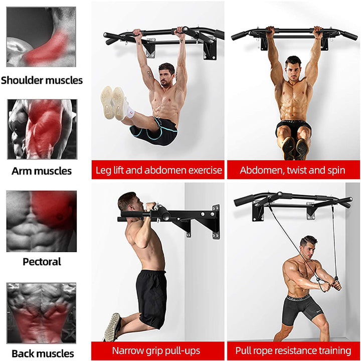Premium Wall Mounted Pull-Up Bar – Heavy Duty Chin-Up Bar for Home Gym, Horizontal Strength Training, Core & Back Workout 