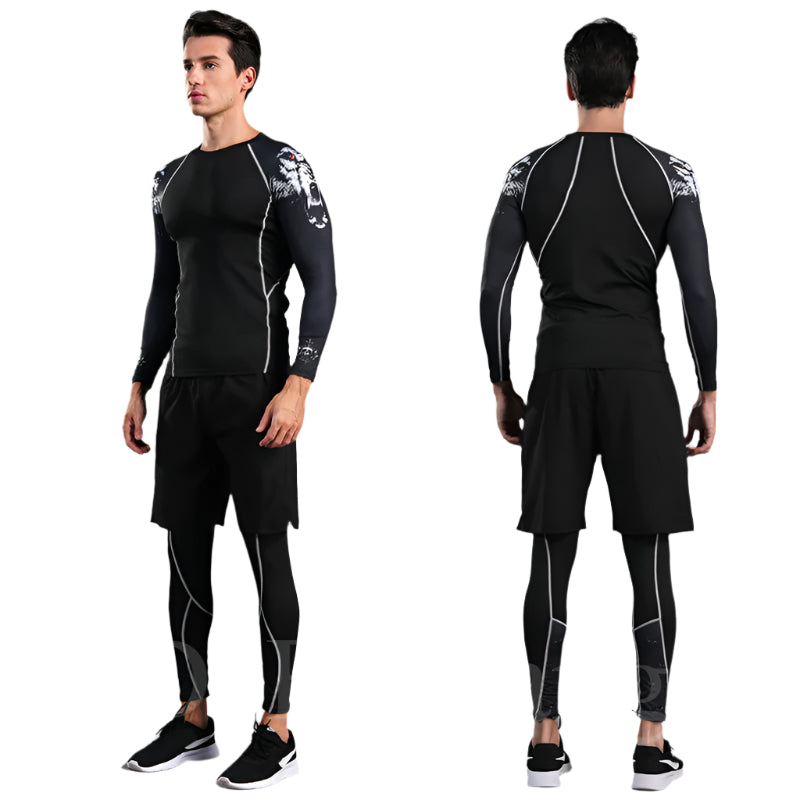 Premium Men’s Compression Sports Suit – Quick-Dry MMA Fitness Training Set, Jogging & Running Rashguard Sportswear