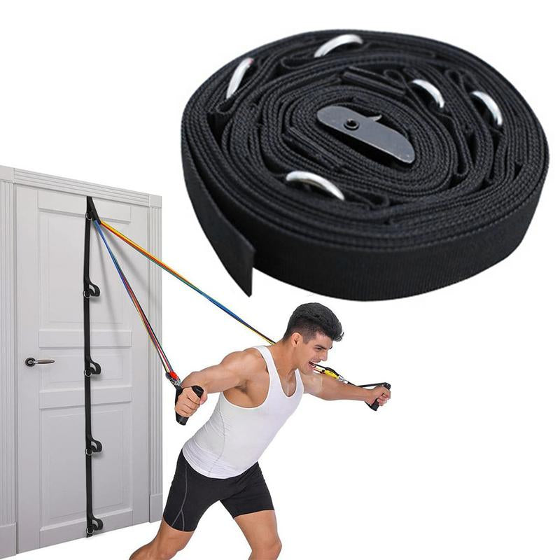 Premium Door Anchor Strap for Resistance Bands – Multi-Point Attachment with 5 Stainless Steel D-Rings, Adjustable Workout 