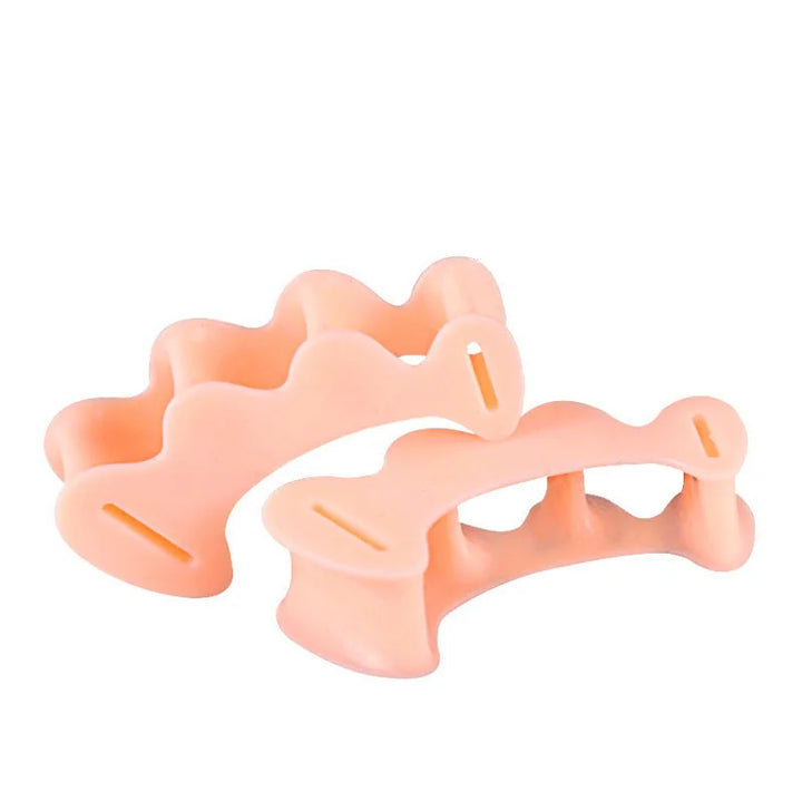 Premium Hard Silicone Toe Separator 2Pcs for Hallux Valgus & Hammer Toes – 3 Hole Orthopedic Spacers for Foot Correction, 