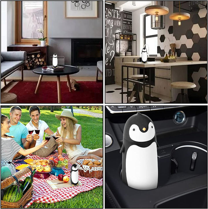 Premium Penguin Stainless Steel Vacuum Thermos – 9.5oz Travel Mug for Kids & Students – Insulated Coffee & Tea Flask – Hot or