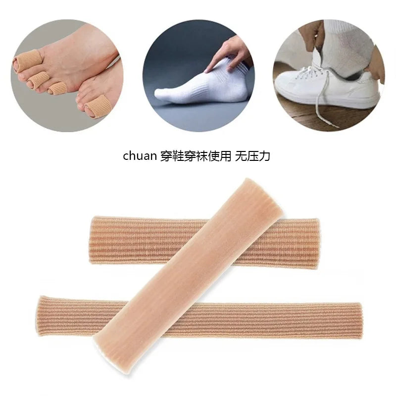 Premium Toe Cushion Protector - Fabric Toe Tubes for Corns, Blisters, Calluses, Hammer Toes | Cuttable, Reusable, Silicone 
