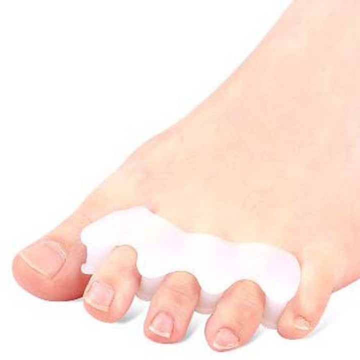 Premium Hard Silicone Toe Separator 2Pcs for Hallux Valgus & Hammer Toes – 3 Hole Orthopedic Spacers for Foot Correction, 