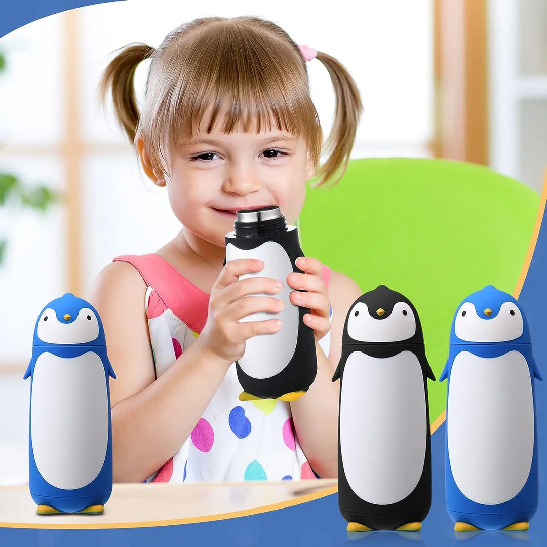 Premium Penguin Stainless Steel Vacuum Thermos – 9.5oz Travel Mug for Kids & Students – Insulated Coffee & Tea Flask – Hot or