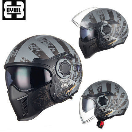 Premium Modular Motorcycle Helmet –Full Face & Open Face, Dual Lens, DOT ECE Approved, ABS Shell for Men & Women, Retro Style