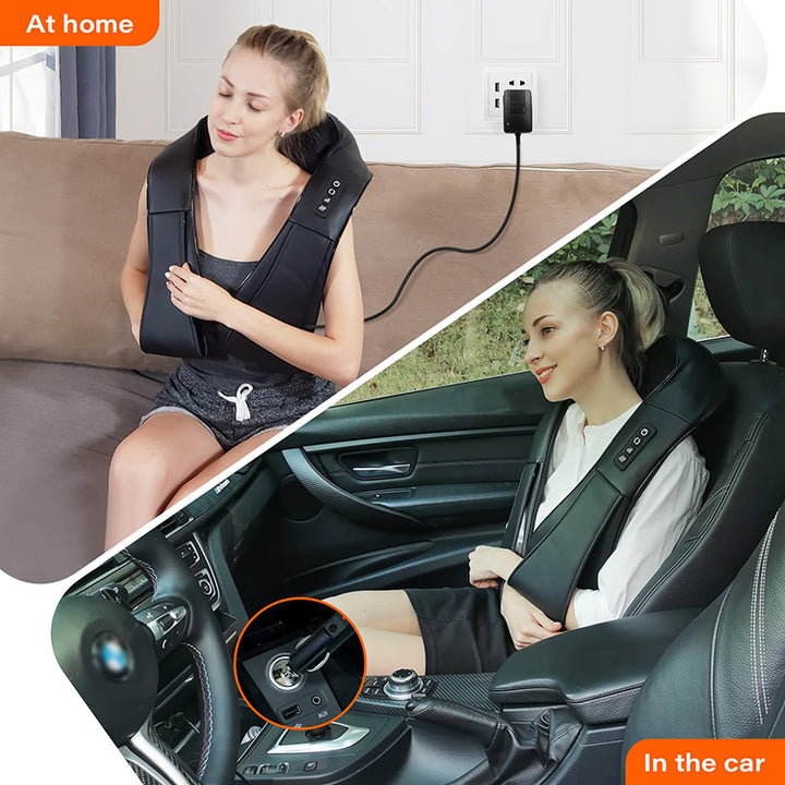 Luxury Shiatsu Neck, Back & Shoulder Massager with Heat, 4D Deep Kneading for Full Body Muscle Relief, Electric Massage Pillow for Legs & Tissue Stress