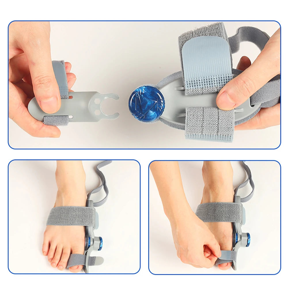 Premium Adjustable Bunion Corrector | Hallux Valgus Straightener with Rotatable Toe Separator, Soft Silicone Pad, Flexible 