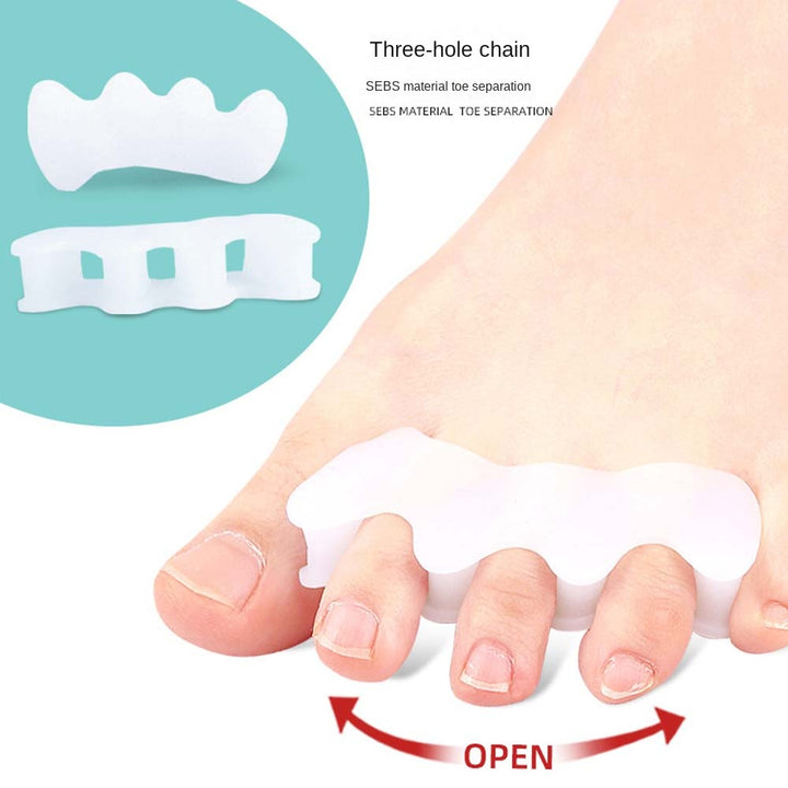 Premium Hard Silicone Toe Separator 2Pcs for Hallux Valgus & Hammer Toes – 3 Hole Orthopedic Spacers for Foot Correction, 