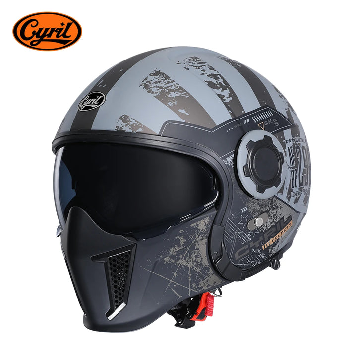 Premium Modular Motorcycle Helmet –Full Face & Open Face, Dual Lens, DOT ECE Approved, ABS Shell for Men & Women, Retro Style