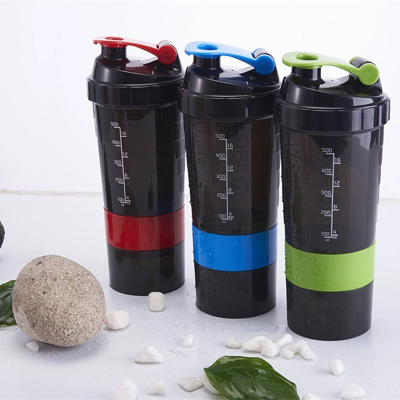 Premium 500ML Portable Protein Powder Shaker Bottle – High Capacity Sports Blender with Powder Case – Plastic Water Cup for Gym & Fitness – Modern, Leak-Proof Design