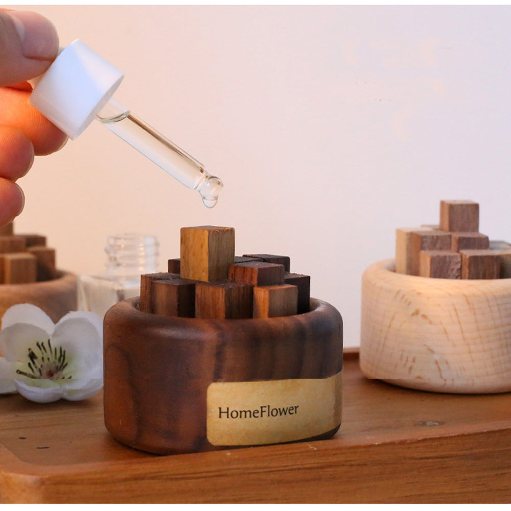 Luxury Essential Oil Wood Diffuser – Unique Wood Art Fireless Aroma Diffuser, Beech/Black Walnut Aromatherapy Ornament for 