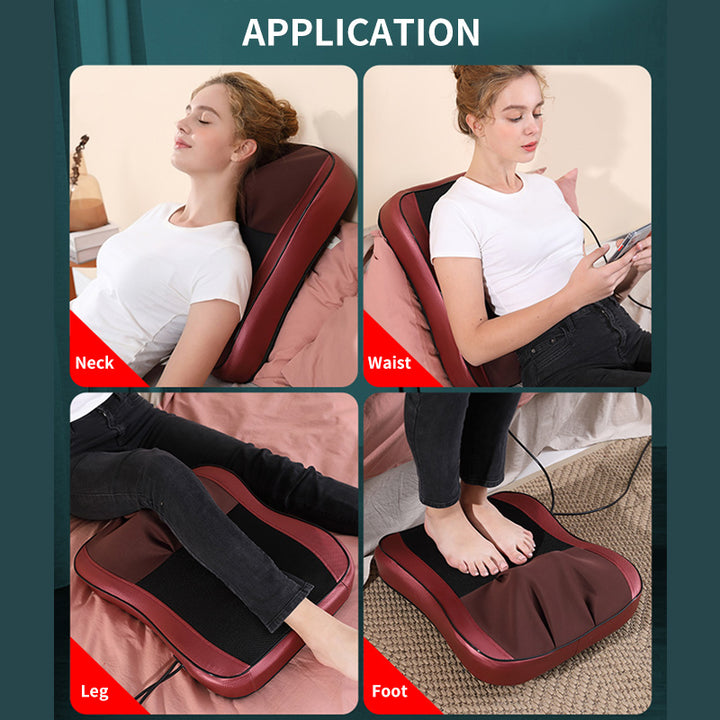 Premium Shiatsu Neck and Back Massager Pillow – Electric Cushion with Infrared Heat, Deep Tissue Kneading, 3 Adjustable Gears