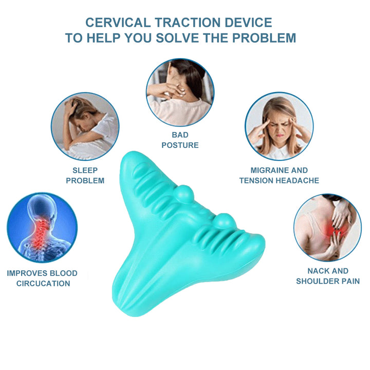Premium Neck Support Pillow – Chiropractic Relaxer & Shoulder Traction Stretcher – Therapeutic Cervical Spine Alignment 