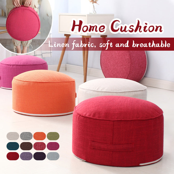 Premium Round High-Strength Sponge Seat Cushion – Comfortable Tatami Meditation & Yoga Pad – Removable Linen Cove