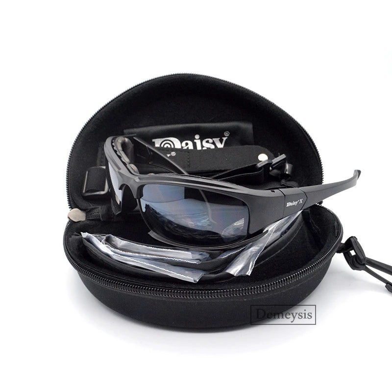 Premium Tactical Polarized Sport Glasses – UV Protection, Anti-Glare, 4 Lens Options for Shooting, Airsoft, Hunting, Hiking
