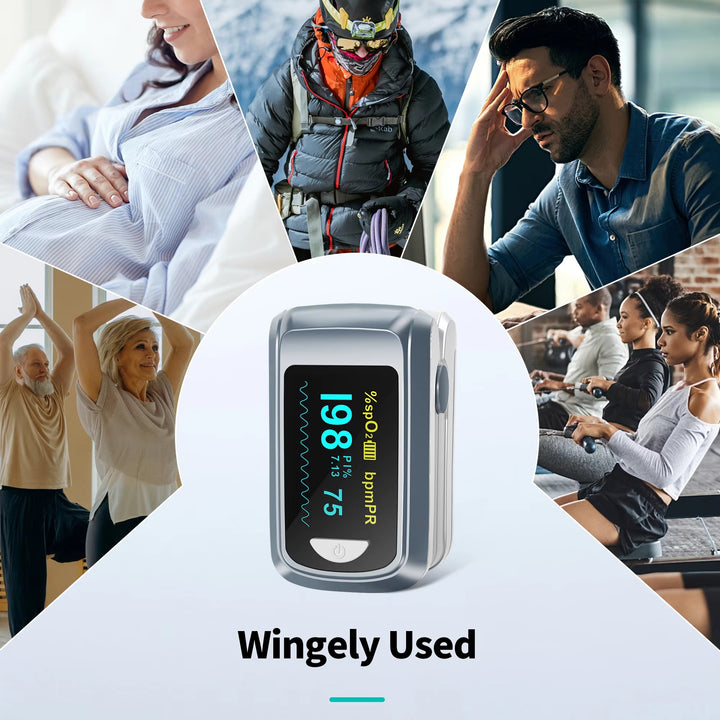 Premium Fingertip Pulse Oximeter – SPO2, Heart Rate, and Perfusion Index Monitor with OLED Display, Fast 8-Second Reading, and Auto Shut-Down, Ideal for Adults and Teens Above 12