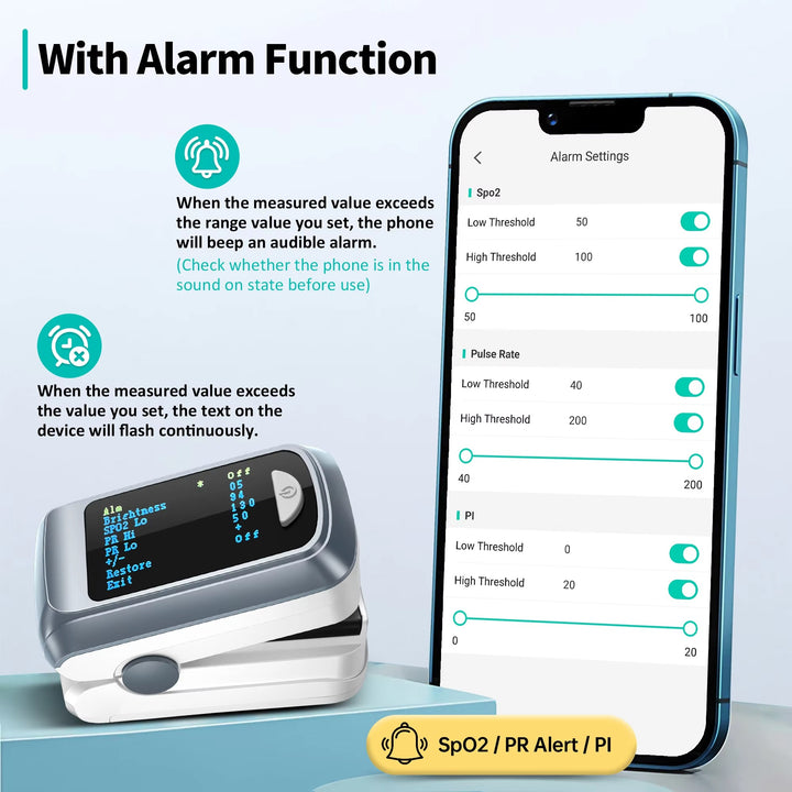 Premium Fingertip Pulse Oximeter – SPO2, Heart Rate, and Perfusion Index Monitor with OLED Display, Fast 8-Second Reading, and Auto Shut-Down, Ideal for Adults and Teens Above 12