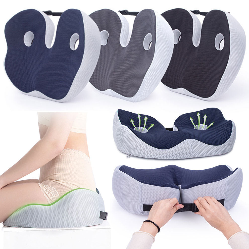 Premium Memory Foam Sit Bone Relief Cushion – Ergonomic Washable Seat Cushion for Pressure Relief, Breathable Comfort, Long 